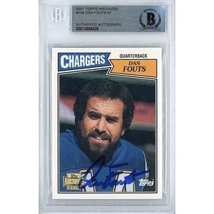Dan Fouts Autographed LA Chargers 2001 Topps Archives Football Card Beckett Slab